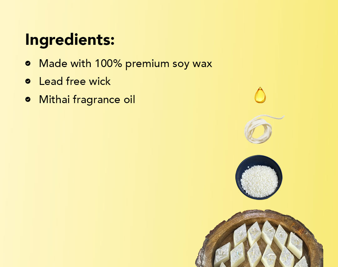 Festive Kaju Katli Mithai Candles (6 Pcs)