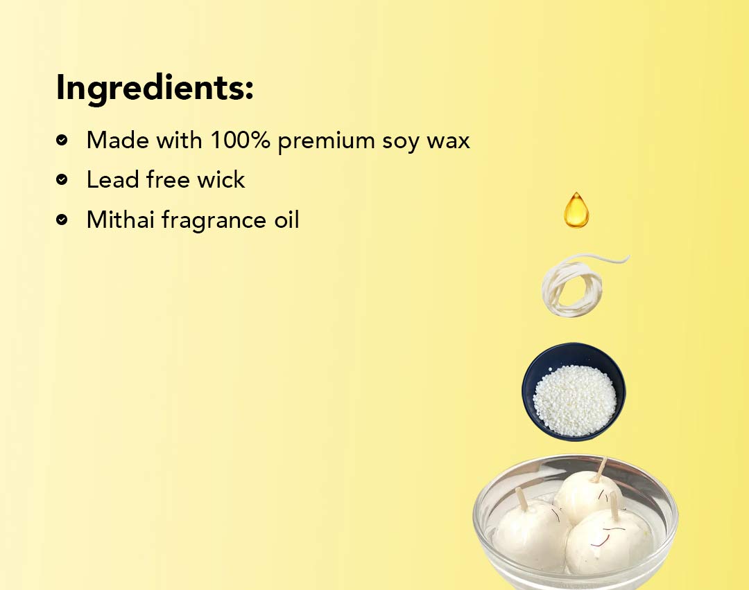 Festive Rasagulla Mithai Candles (6 Pcs)