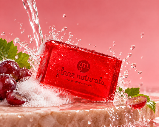 Glanz Naturals Red Wine Glycerin Soap | Red Wine & Pomegranate Extract Soap | Hydrating & Gentle Cleansing Bath Soap | Soft & Radiant-Looking Skin | 100 g
