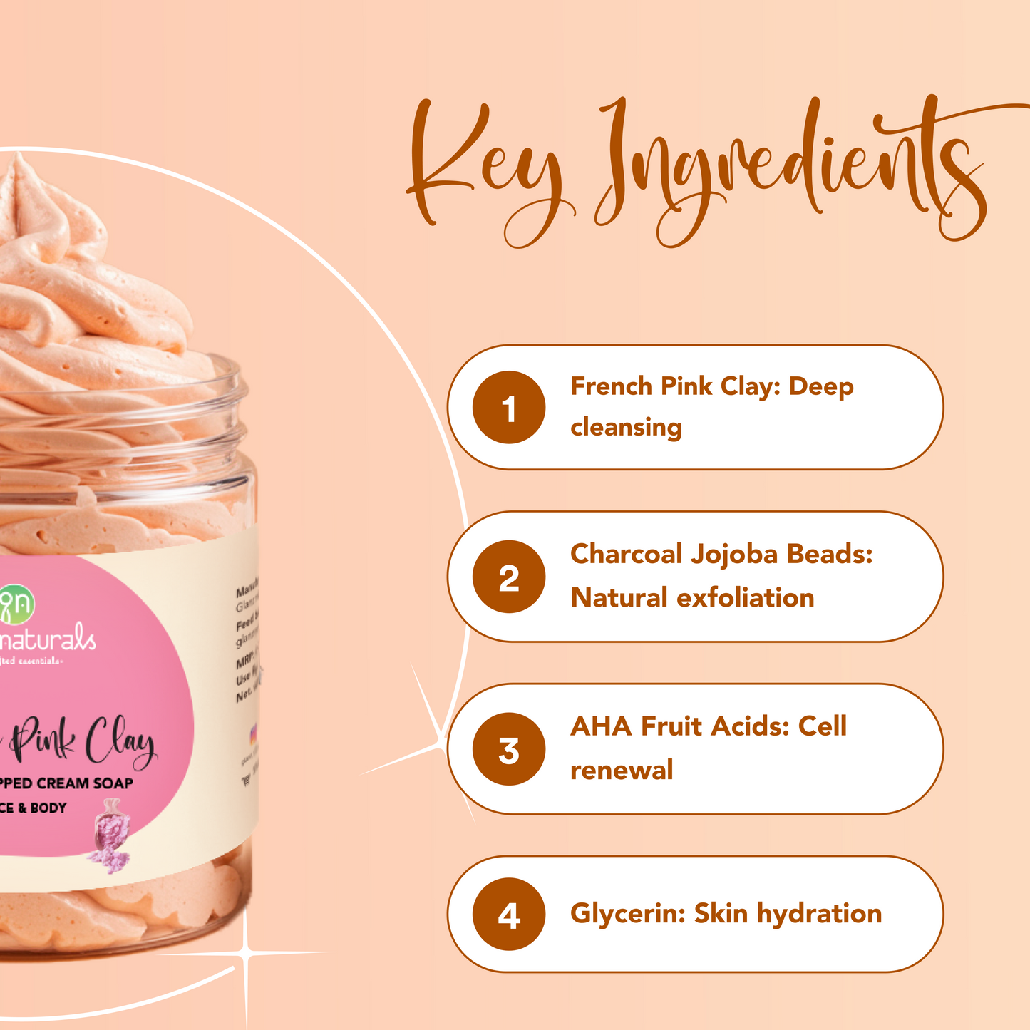 French Pink Clay Fluffy  Whipped Cream Soap