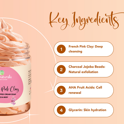 French Pink Clay Fluffy  Whipped Cream Soap